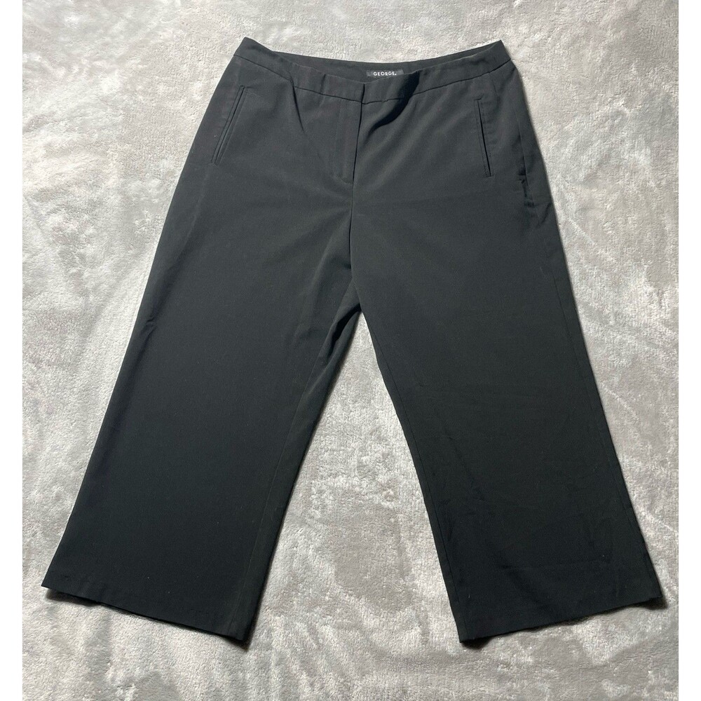 George Cropped Dress Pants Women’s Size 10 Black Button Zipper Flat Front